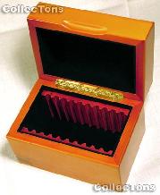 Vertical Row Wooden Coin Box for 10  Slab Holders