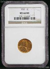 1937 Lincoln Wheat Cent in NGC MS 66 Red