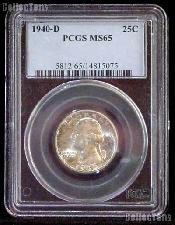 1940-D Key Date Washington Silver Quarter in PCGS MS 65