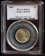 1883 With CENTS Liberty Head V Nickel in PGCS MS 64