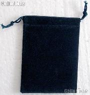 Drawstring Pouch 3x4 Green Velour Bag for Coins & Slab Coins