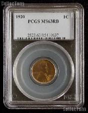 1920 Lincoln Wheat Cent in PCGS MS 63 RB