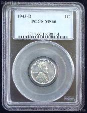 1943-D Lincoln Steel Wheat Cent in PCGS MS 66