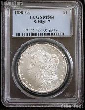 1880-CC 8/High 7 Morgan Silver Dollar in PCGS MS 64
