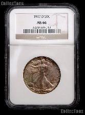 1947-D Walking Liberty Silver Half Dollar in NGC MS 66