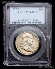 1957-D Franklin Silver Half Dollar in PCGS MS 64 FBL (Full Bell Line)
