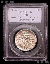 1928 Oregon Trail Memorial Silver Commemorative Half Dollar in PCGS MS 63