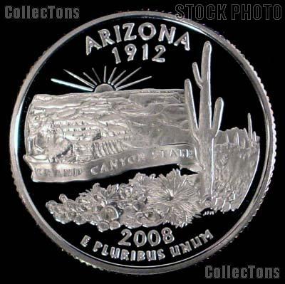 2008 S Silver Proof Arizona State Quarter Choice Uncirculated US Mint 