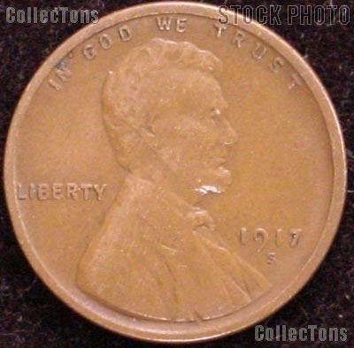 1917-S Wheat Penny Lincoln Wheat Cent Circulated G-4 or Better - $1.49