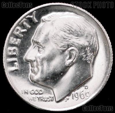 1969 D Roosevelt Uncirculated Dime ~ Raw Coin from Bank Roll