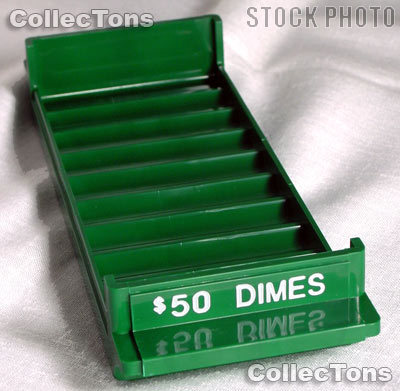 Color-Coded Plastic Coin Roll Tray for 10 DIME Rolls