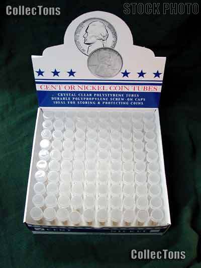 100 Harris Round Coin Tubes for 40 NICKELS