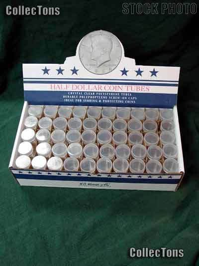 100 Harris Round Coin Tubes for 20 HALF DOLLARS