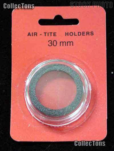 Air-Tite Coin Capsule "H" Black Ring Coin Holder for 30mm Coins HALF DOLLARS