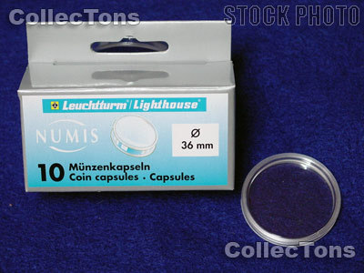 10 Lighthouse Coin Capsules for 36mm Coins 5 Ruble