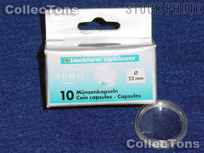 10 Lighthouse Coin Capsules for 23mm Coins 1 Euro