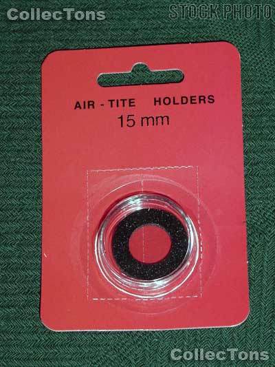 Air-Tite Coin Capsule "A" Black Ring Coin Holder for 15mm Coins