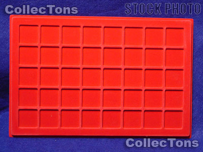 Lighthouse Velvet Coin Trays 1-1/3" Holders TAB 40 Red