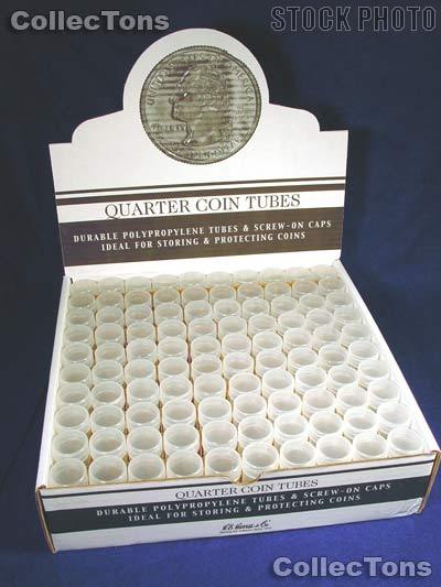 100 Harris Round Polypropylene Coin Tubes 40 QUARTERS
