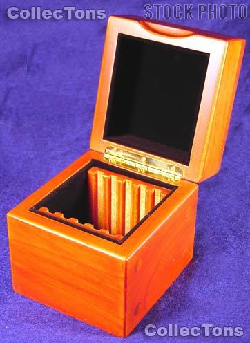 Vertical Row Wooden Coin Box for 5 Slab Holders