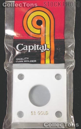 Capital Plastics 2x2 Holder - $3 GOLD in White