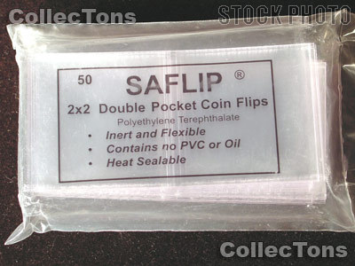 50 Double Pocket 2x2 SAFLIP Safety Coin Flips