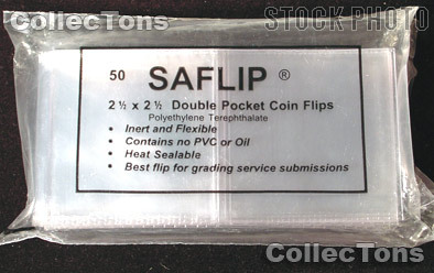 50 Double Pocket 2.5x2.5 SAFLIP Safety Coin Flips