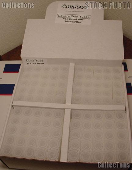 CoinSafe Square Coin Tubes for 50 DIMES Box of 100