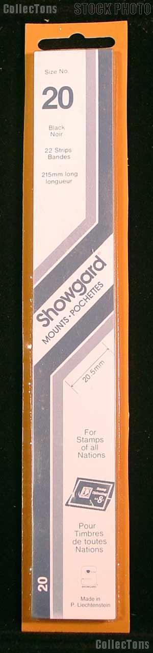 Showgard Strip Style Black Stamp Mounts Size 20
