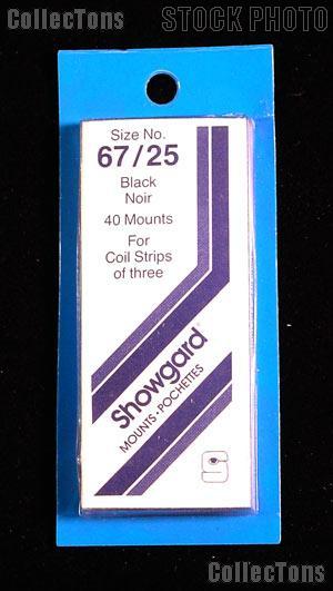 Showgard Pre-Cut Black Stamp Mounts Size 67/25