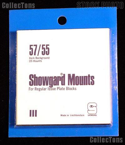 Showgard Pre-Cut Black Stamp Mounts Size 57/55