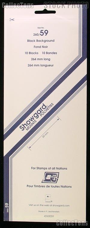 Showgard Pre-Cut Black Stamp Mounts Size 260/59