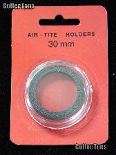 Air-Tite Coin Capsule "H" Black Ring Coin Holder for 30mm Coins HALF DOLLARS