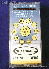 50 Supersafe 2x2 Self-Adhesive Cardboard Coin Holders MIX SIZES