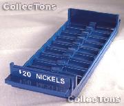 Color-Coded Plastic Coin Roll Tray for 10 NICKEL Rolls