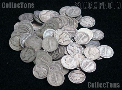 Mercury Silver Dime Rolls - 50 Coins