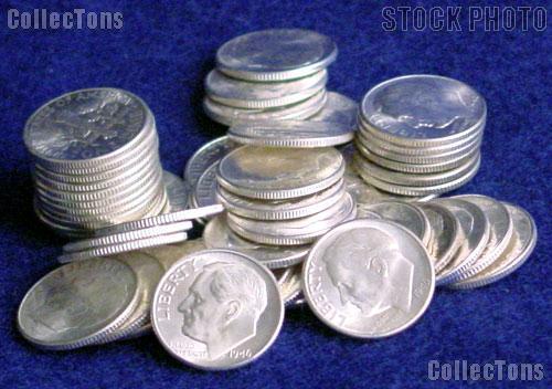 1946-D Roosevelt Silver Dimes - BU from Original Roll