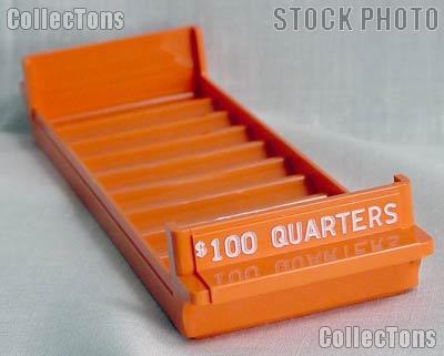 Color-Coded Plastic Coin Roll Tray for 10 QUARTER Rolls