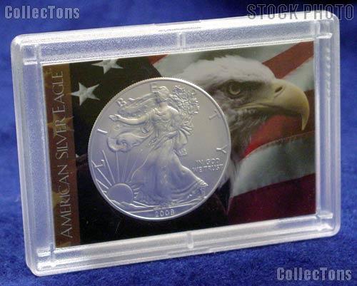 2008 American Silver Eagle Dollar in Deluxe 2x3 Holder