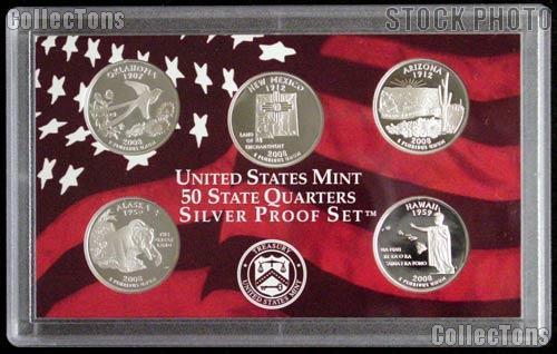 2008-S SILVER State Quarter Proof Set - 5 Coins