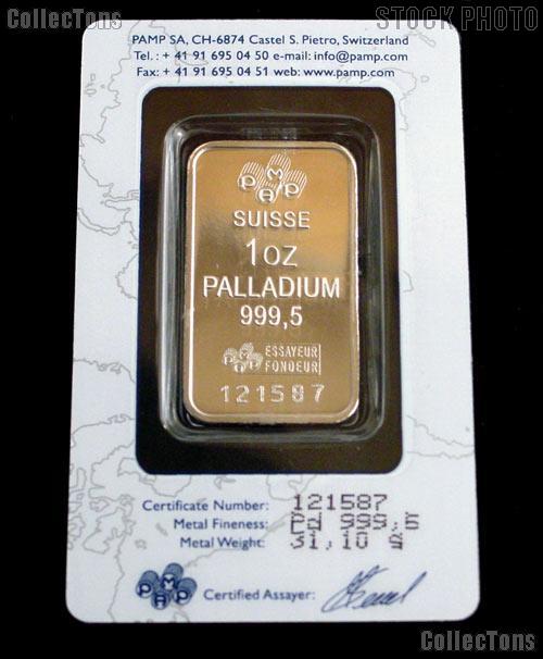 1 Oz. Pamp Suisse Palladium Bars