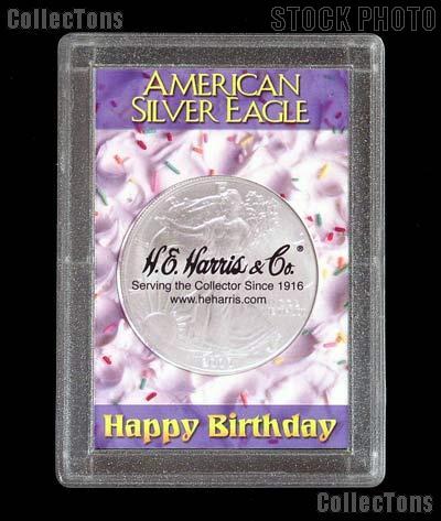 Harris 2x3 Happy Birthday Holder for SILVER EAGLES