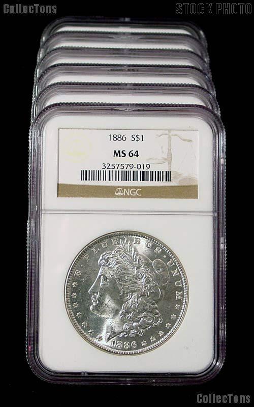 1886 Morgan Silver Dollar in NGC MS 64