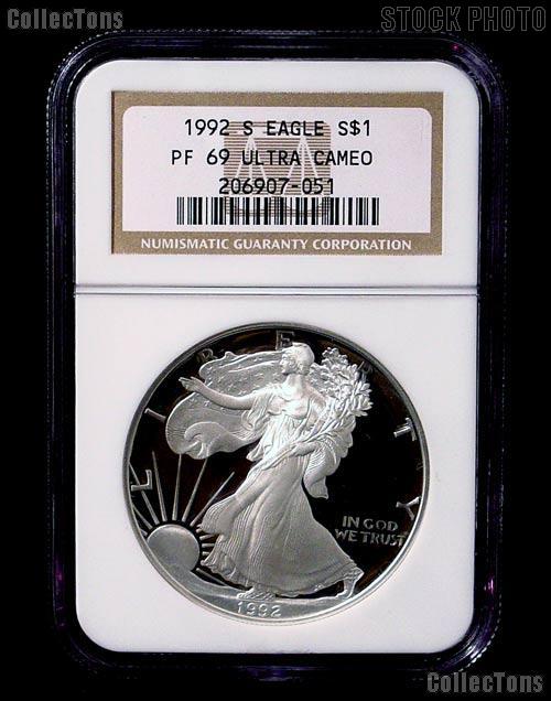 1992-S American Silver Eagle Dollar PROOF in NGC PF 69 ULTRA CAMEO