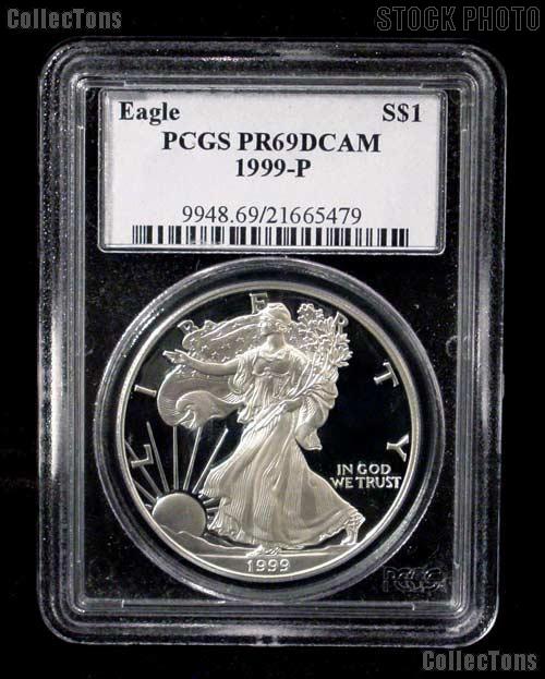 1999-P American Silver Eagle Dollar PROOF in PCGS PR 69 DCAM