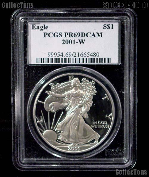 2001-W American Silver Eagle Dollar PROOF in PCGS PR 69 DCAM