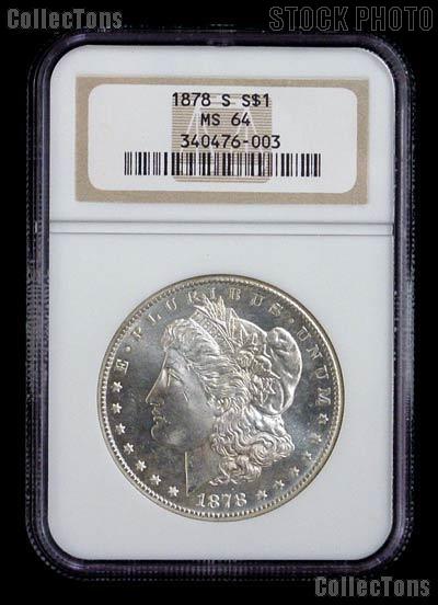 1878-S Morgan Silver Dollar in NGC MS 64