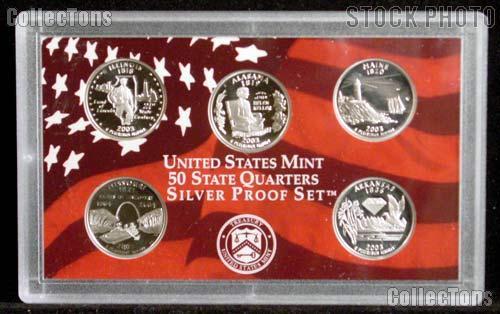 2003-S SILVER State Quarter Proof Set - 5 Coins