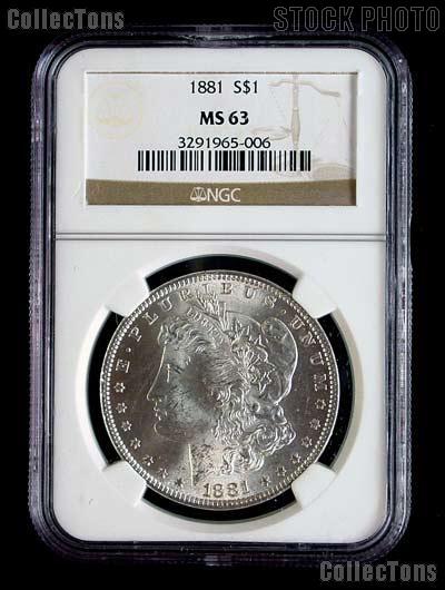 1881 Morgan Silver Dollar in NGC MS 63