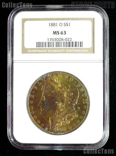 1881-O Morgan Silver Dollar in NGC MS 63